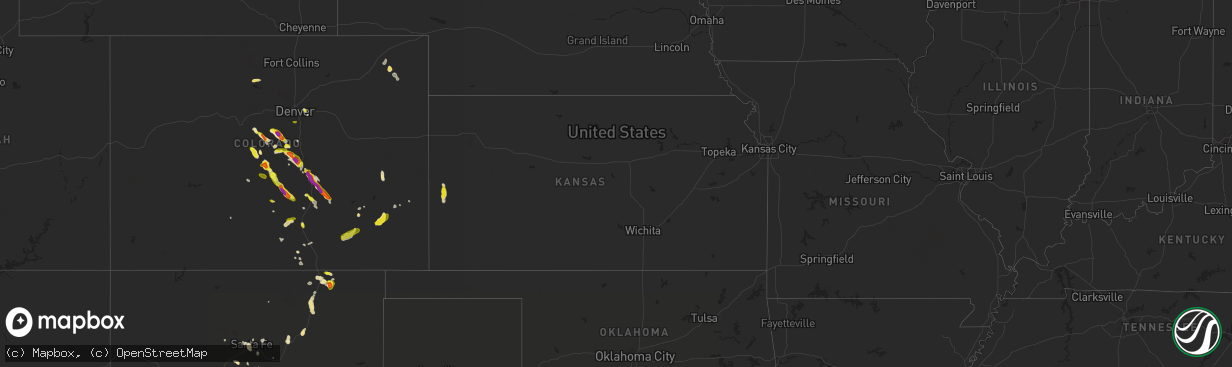 Hail map in Kansas on July 23, 2018