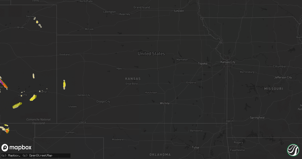 Hail map in Kansas on July 23, 2018