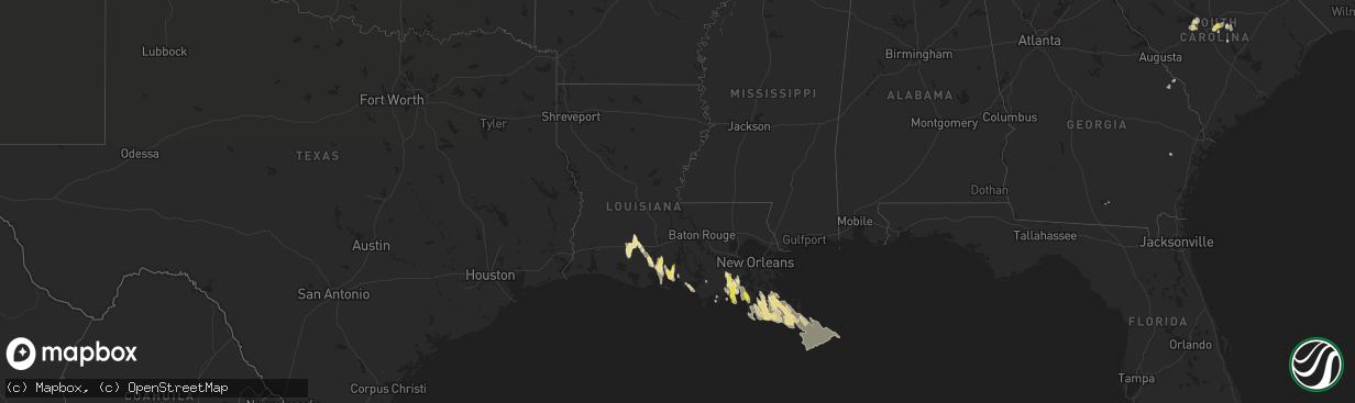 Hail map in Louisiana on July 23, 2018