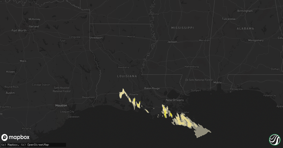 Hail map in Louisiana on July 23, 2018