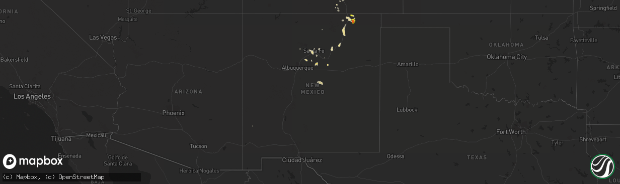 Hail map in New Mexico on July 23, 2018