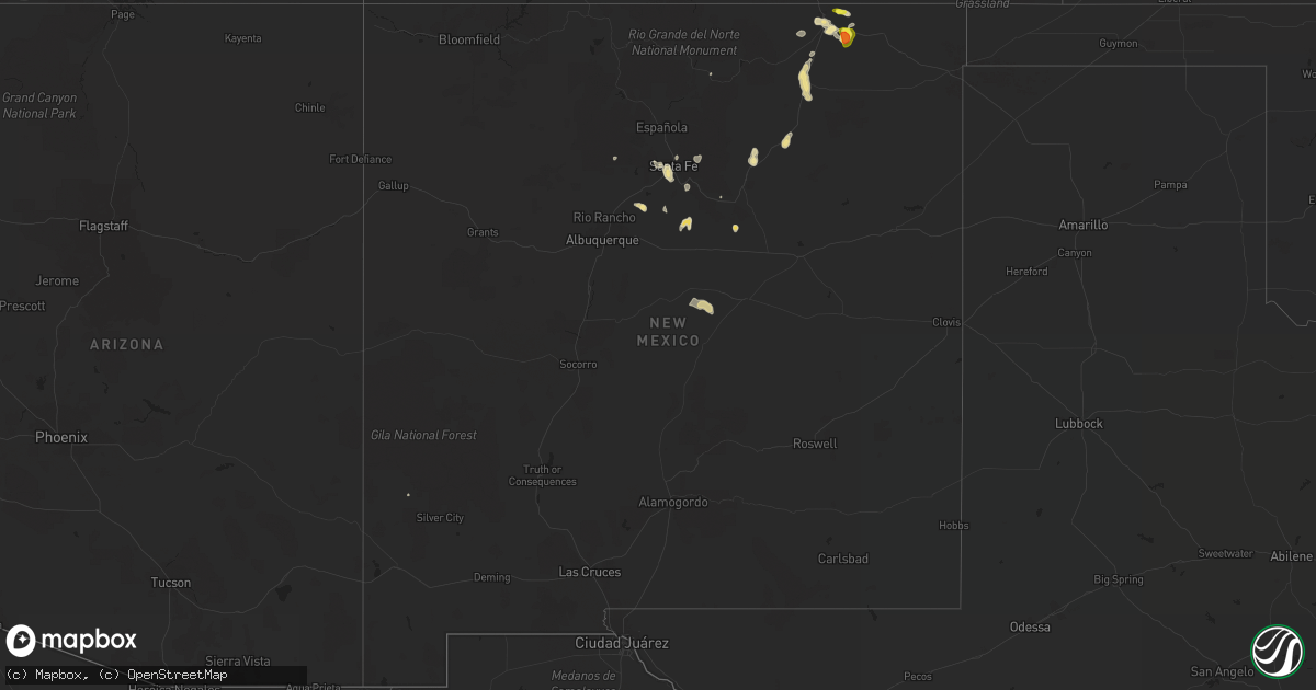 Hail map in New Mexico on July 23, 2018