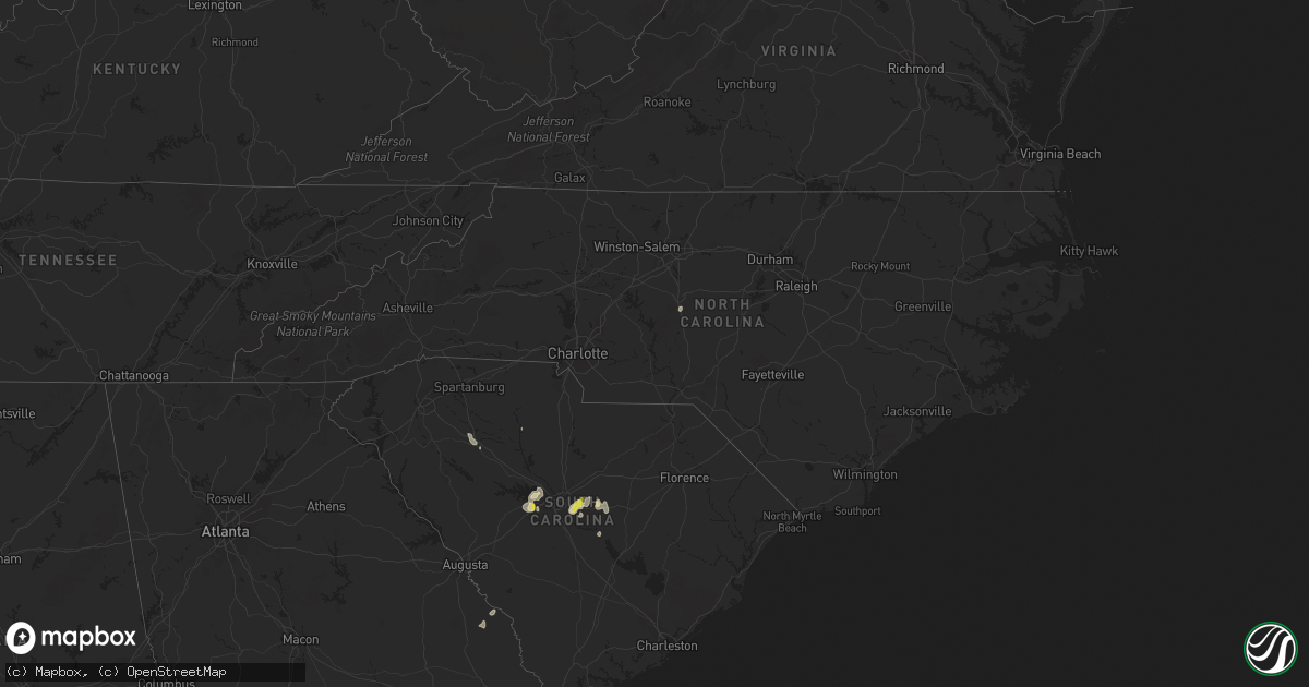 Hail map in North Carolina on July 23, 2018