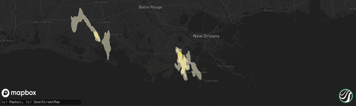 Hail map in Raceland, LA on July 23, 2018