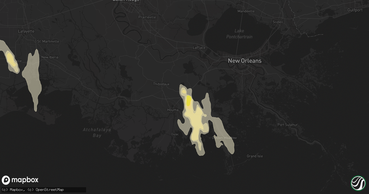 Hail map in Raceland, LA on July 23, 2018