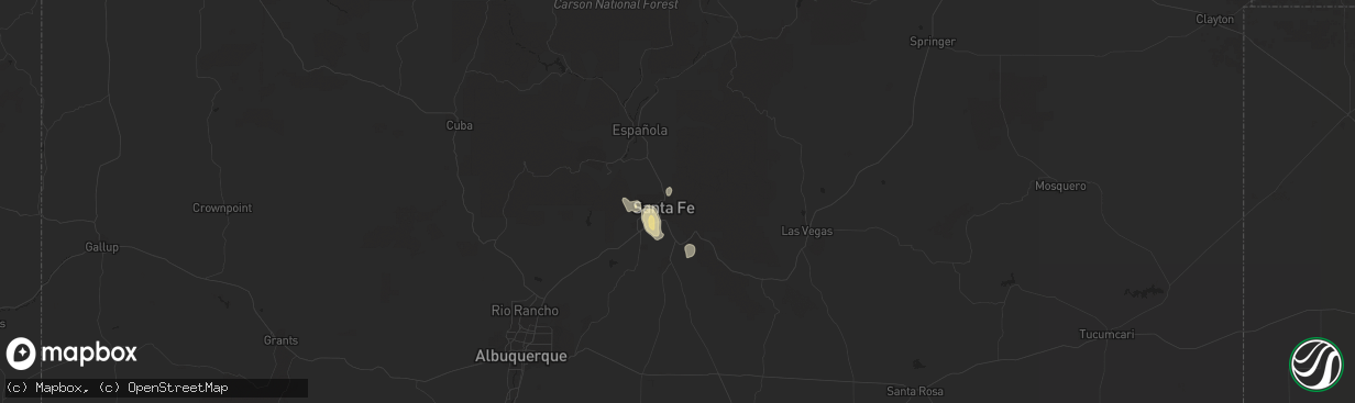 Hail map in Santa Fe, NM on July 23, 2018