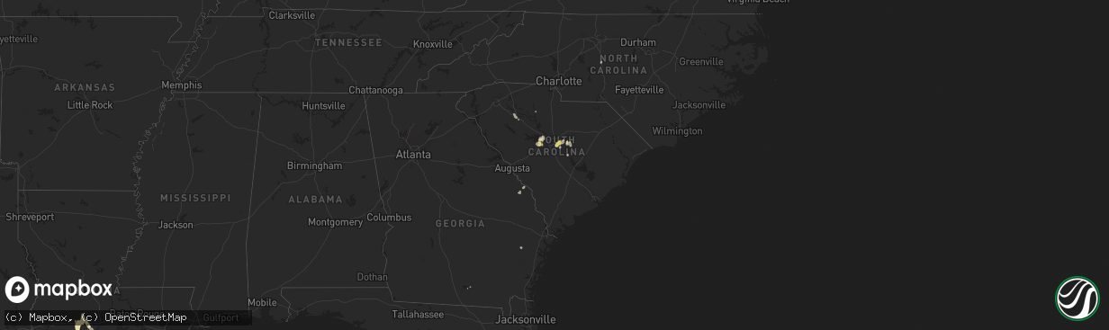 Hail map in South Carolina on July 23, 2018