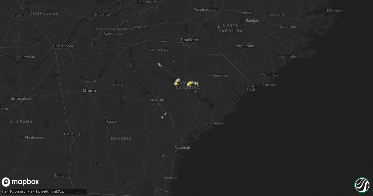 Hail map in South Carolina on July 23, 2018