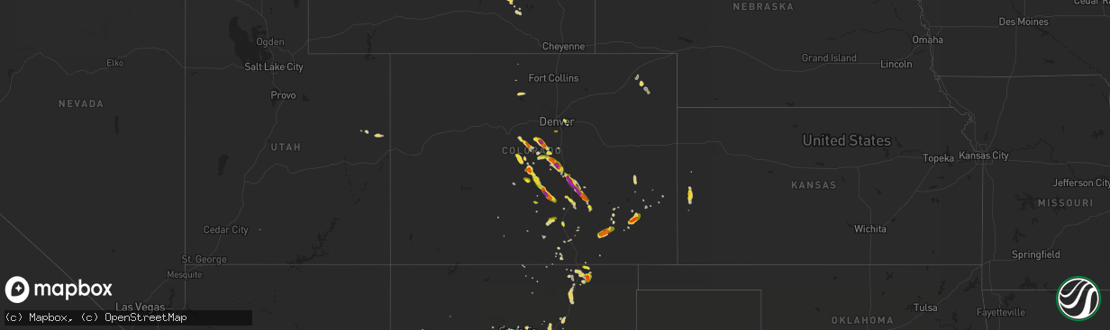 Hail map on July 23, 2018