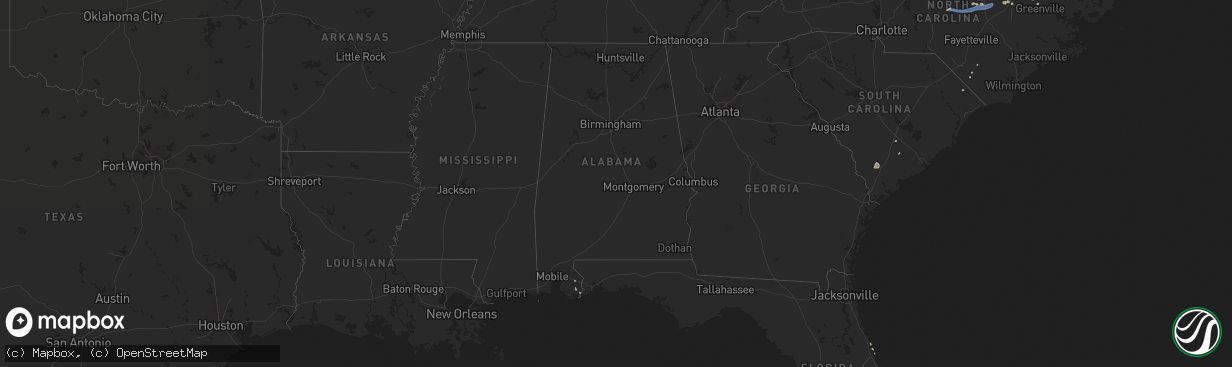 Hail map in Alabama on July 23, 2019