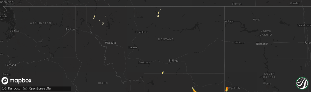 Hail map in Montana on July 23, 2019