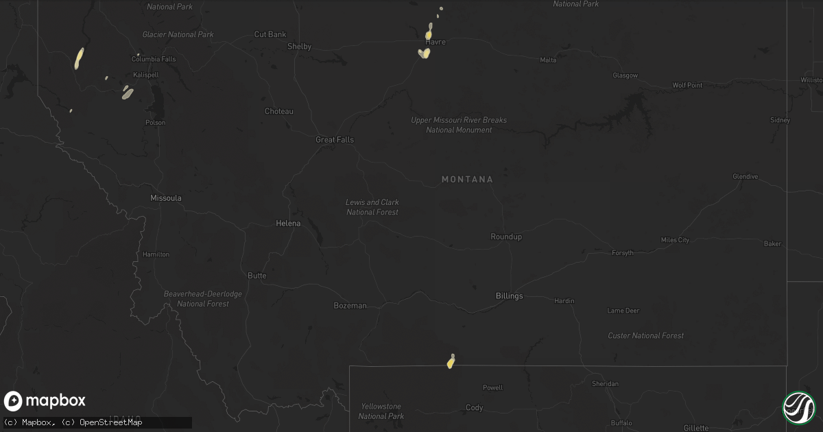 Hail map in Montana on July 23, 2019