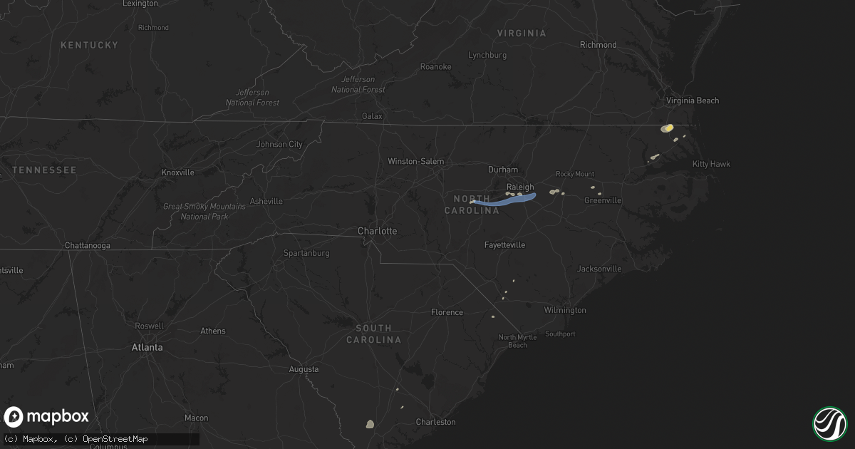 Hail map in North Carolina on July 23, 2019