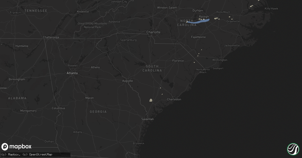 Hail map in South Carolina on July 23, 2019