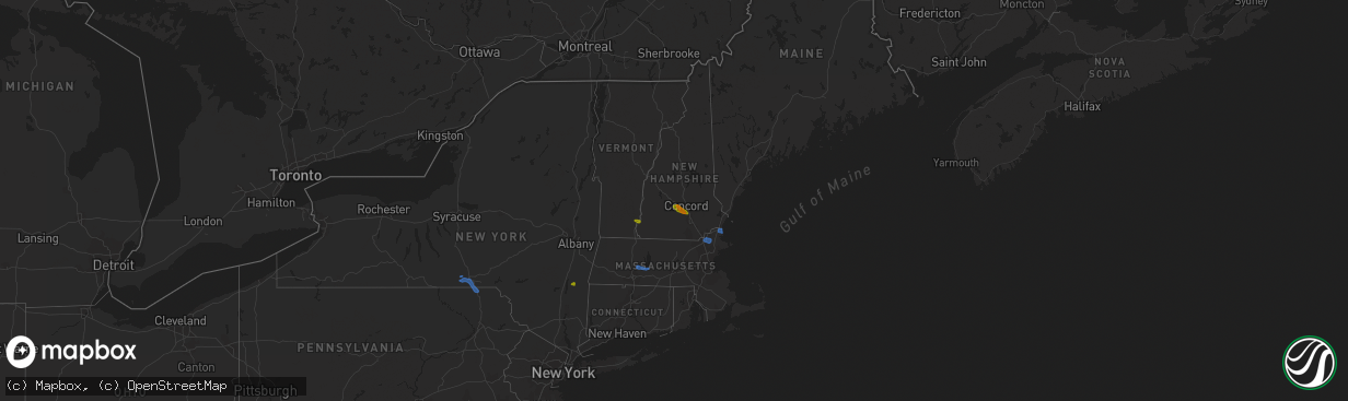 Hail map in New Hampshire on July 23, 2020