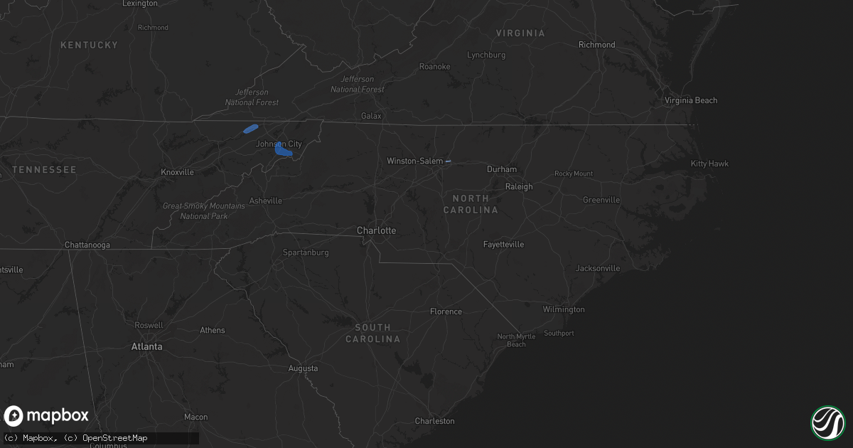 Hail map in North Carolina on July 23, 2020