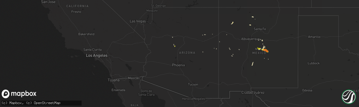 Hail map in Arizona on July 23, 2021