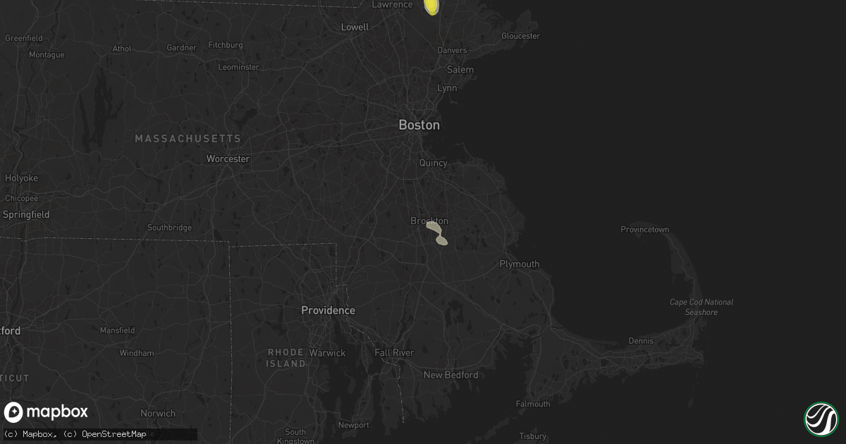 Hail map in Brockton, MA on July 23, 2021