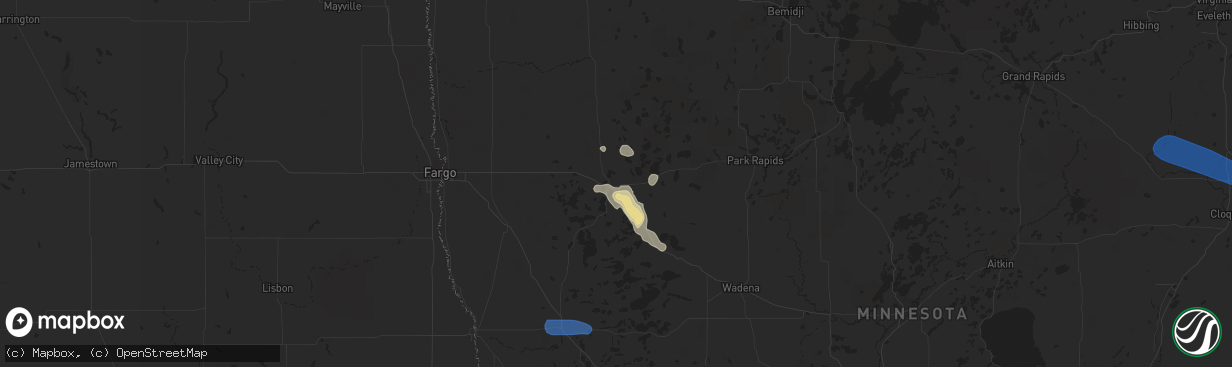 Hail map in Detroit Lakes, MN on July 23, 2021