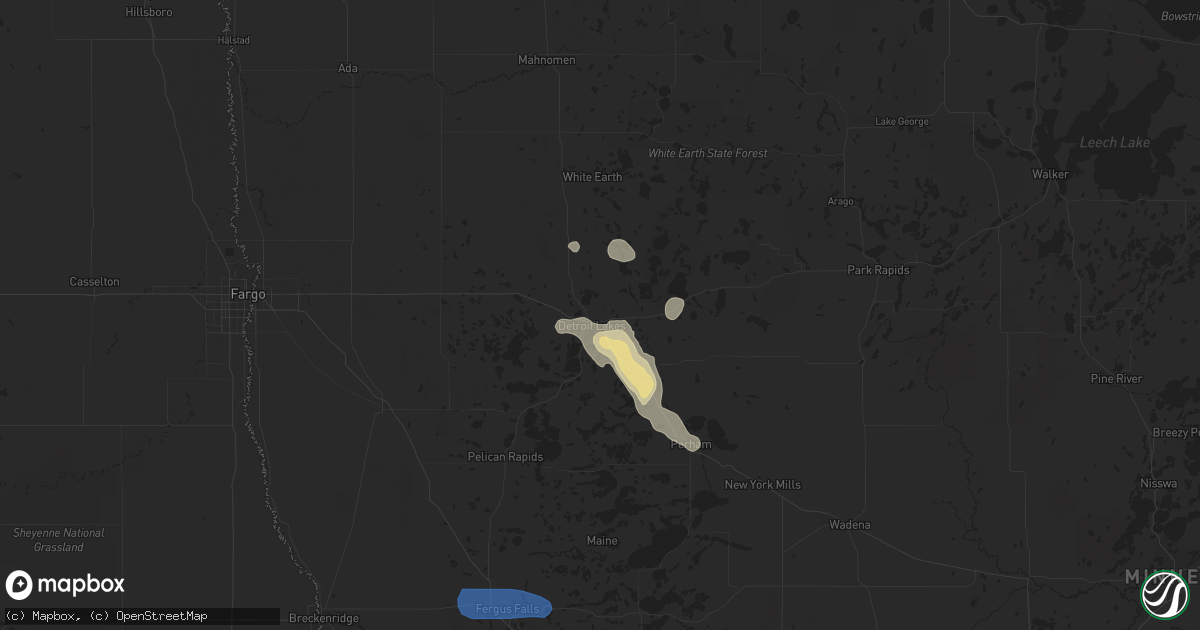 Hail map in Detroit Lakes, MN on July 23, 2021