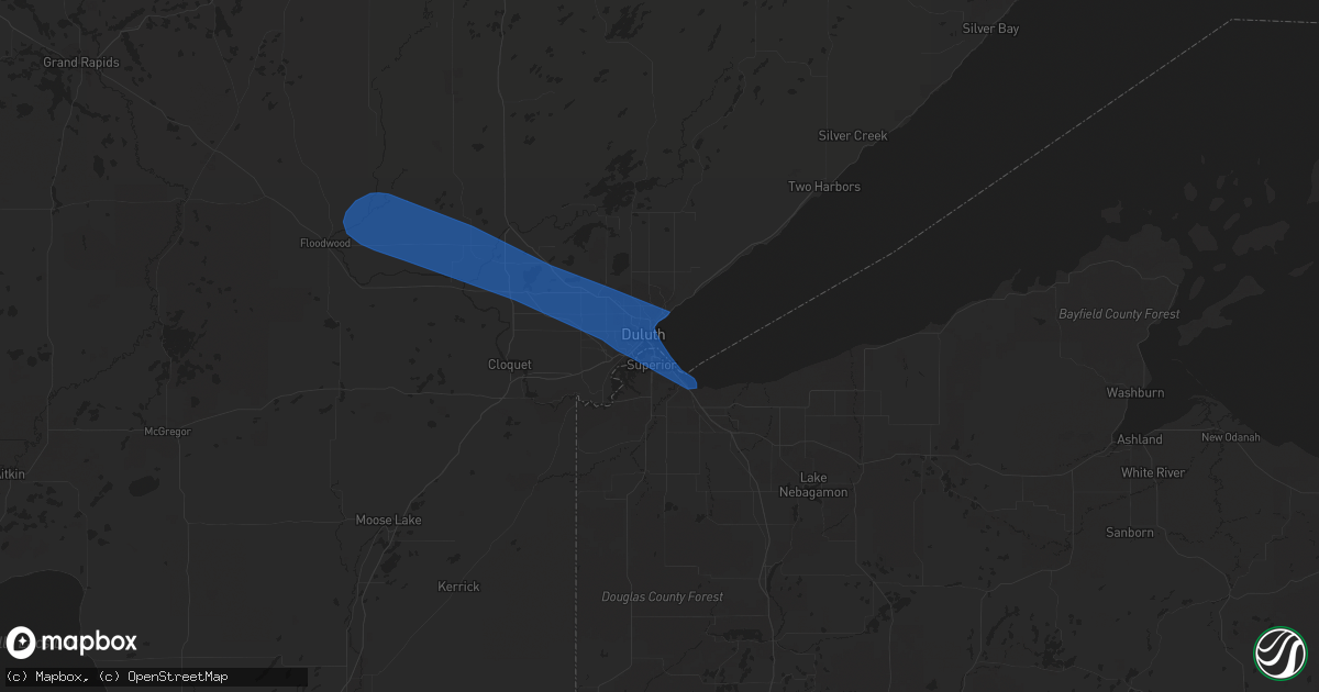 Hail map in Duluth, MN on July 23, 2021