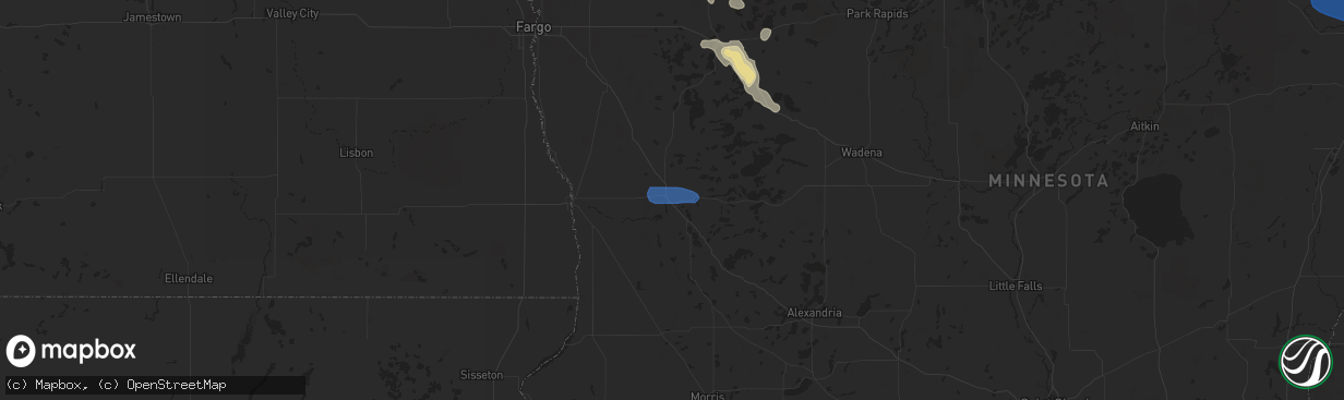 Hail map in Fergus Falls, MN on July 23, 2021