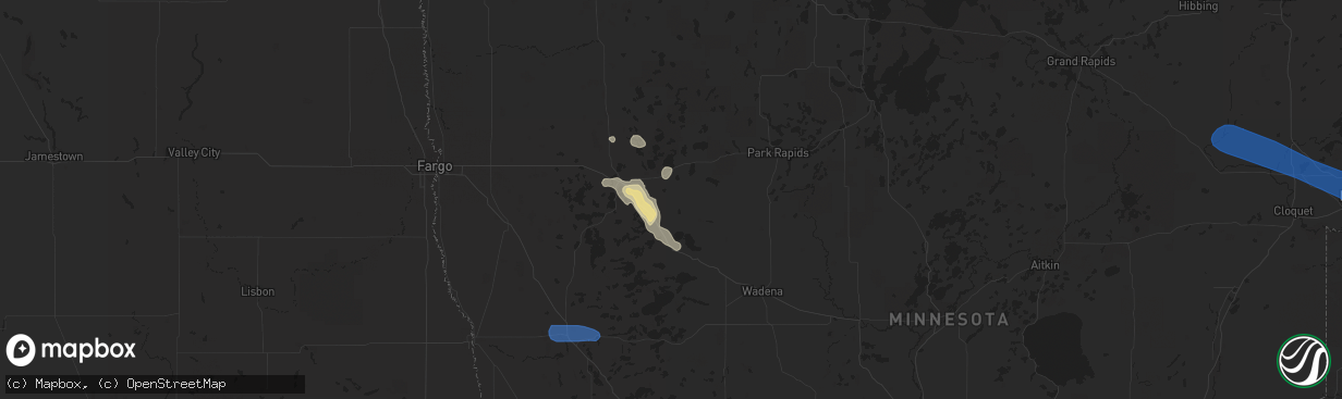 Hail map in Frazee, MN on July 23, 2021