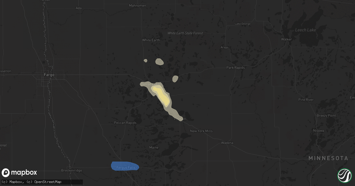 Hail map in Frazee, MN on July 23, 2021