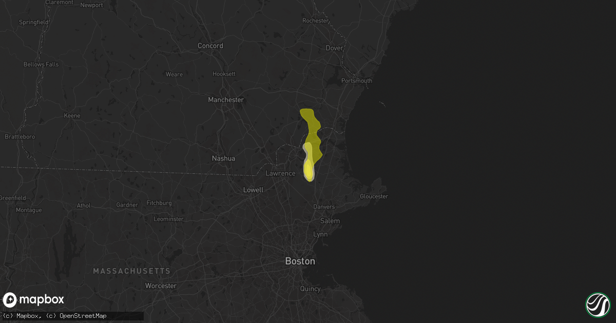Hail map in Groveland, MA on July 23, 2021