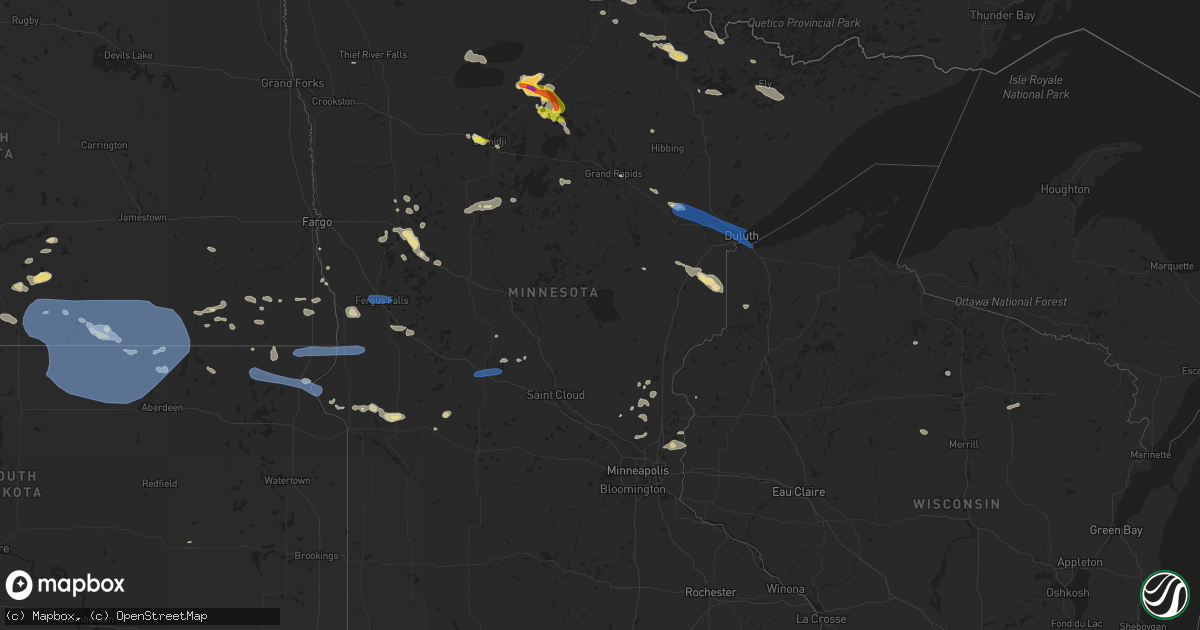 Hail map in Minnesota on July 23, 2021
