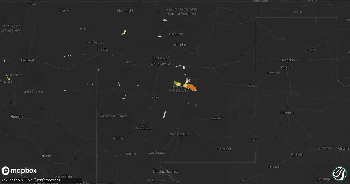 Hail map in New Mexico on July 23, 2021