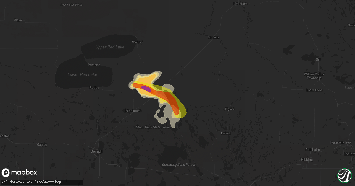 Hail map in Northome, MN on July 23, 2021