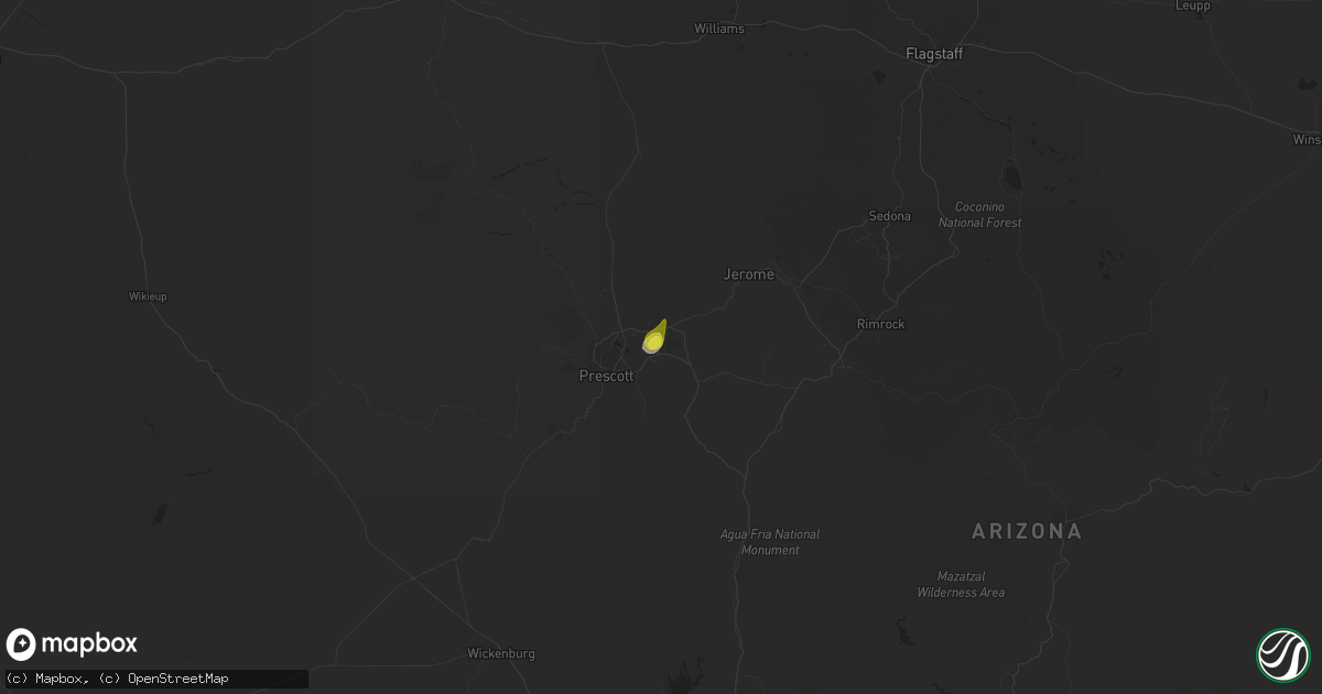 Hail map in Prescott Valley, AZ on July 23, 2021