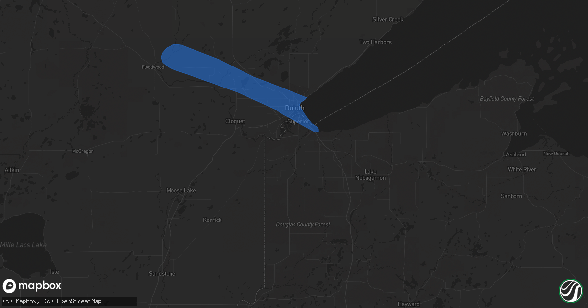 Hail map in Superior, WI on July 23, 2021