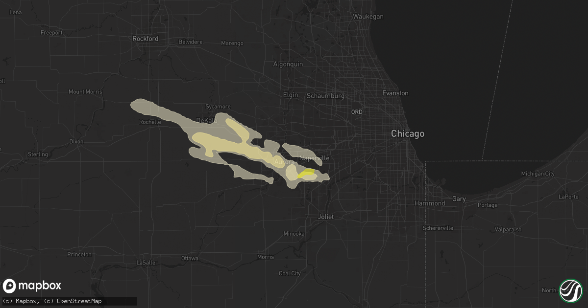 Hail map in Aurora, IL on July 23, 2022