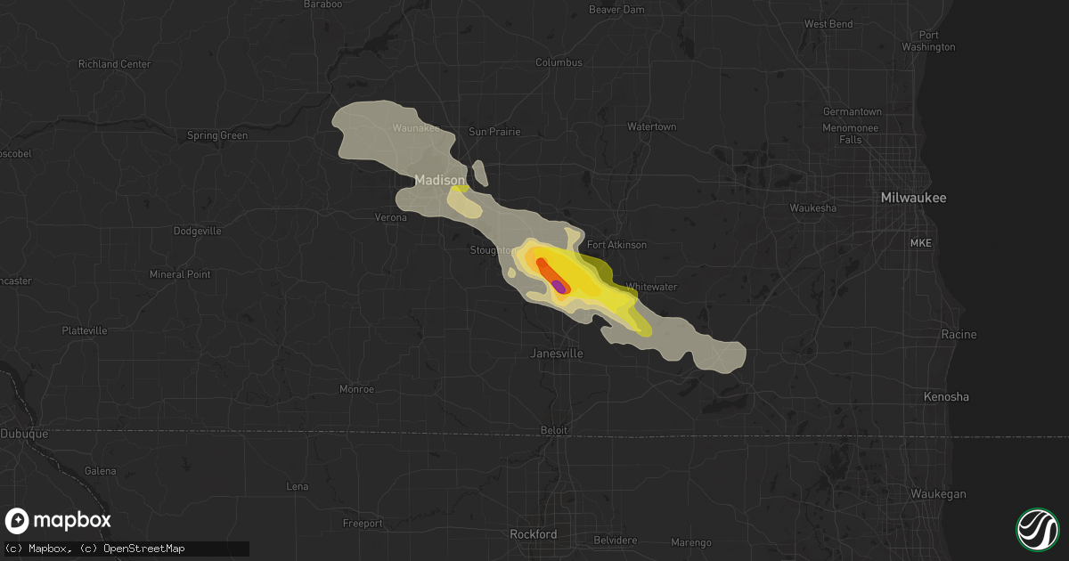 Hail map in Edgerton, WI on July 23, 2022