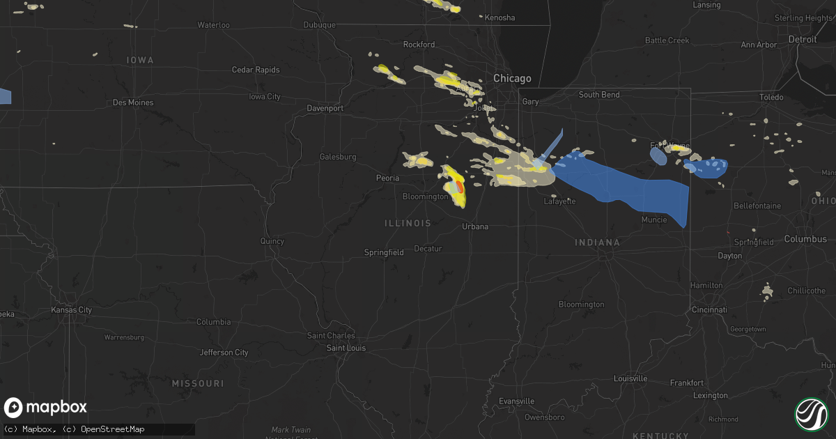 Hail map in Illinois on July 23, 2022