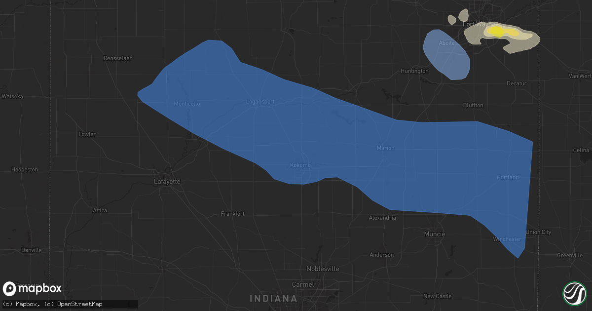 Hail map in Kokomo, IN on July 23, 2022