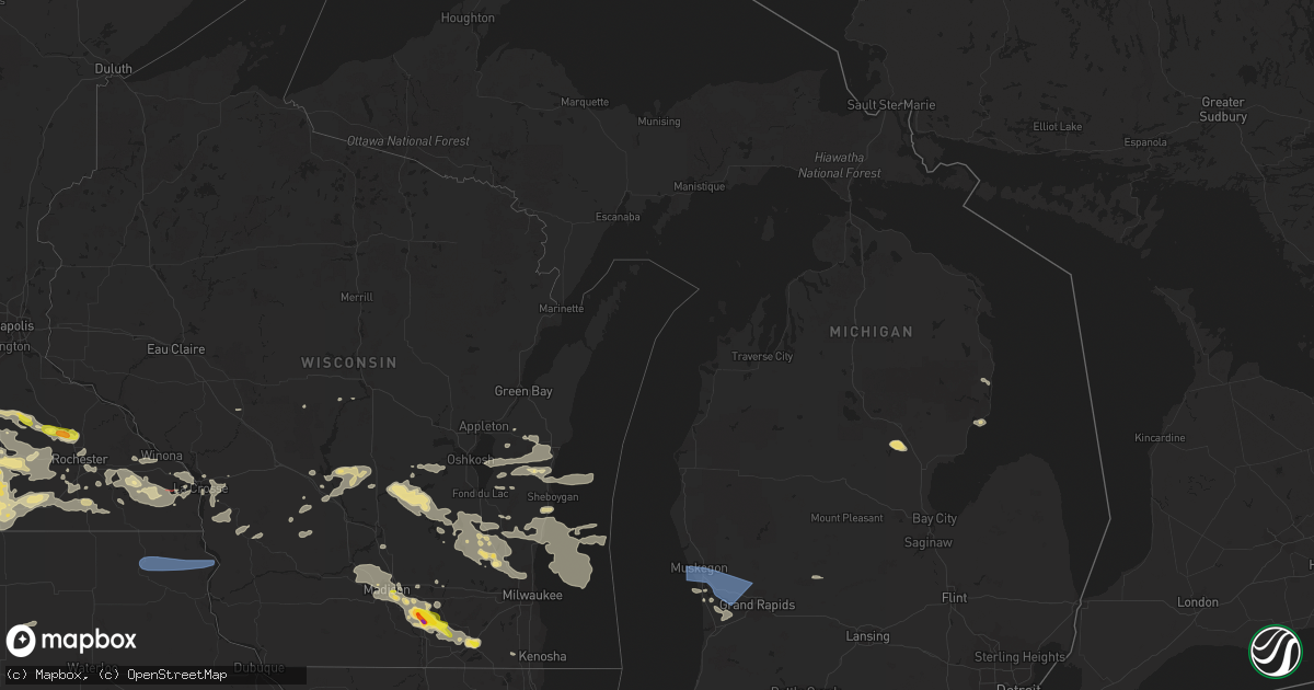 Hail map in Michigan on July 23, 2022