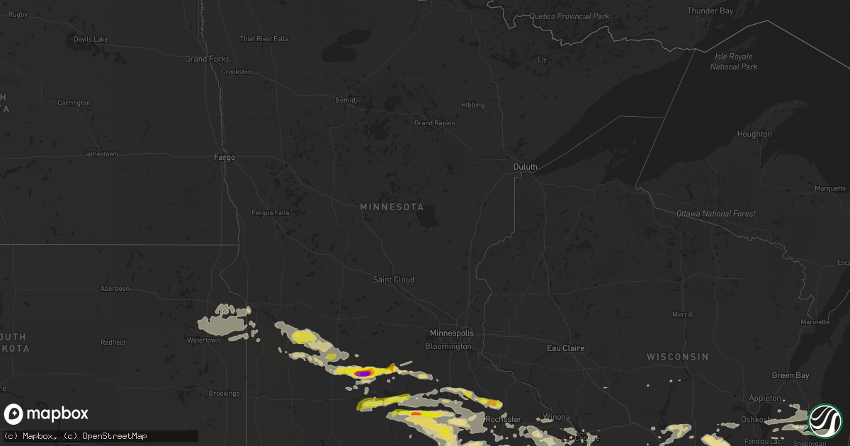 Hail map in Minnesota on July 23, 2022