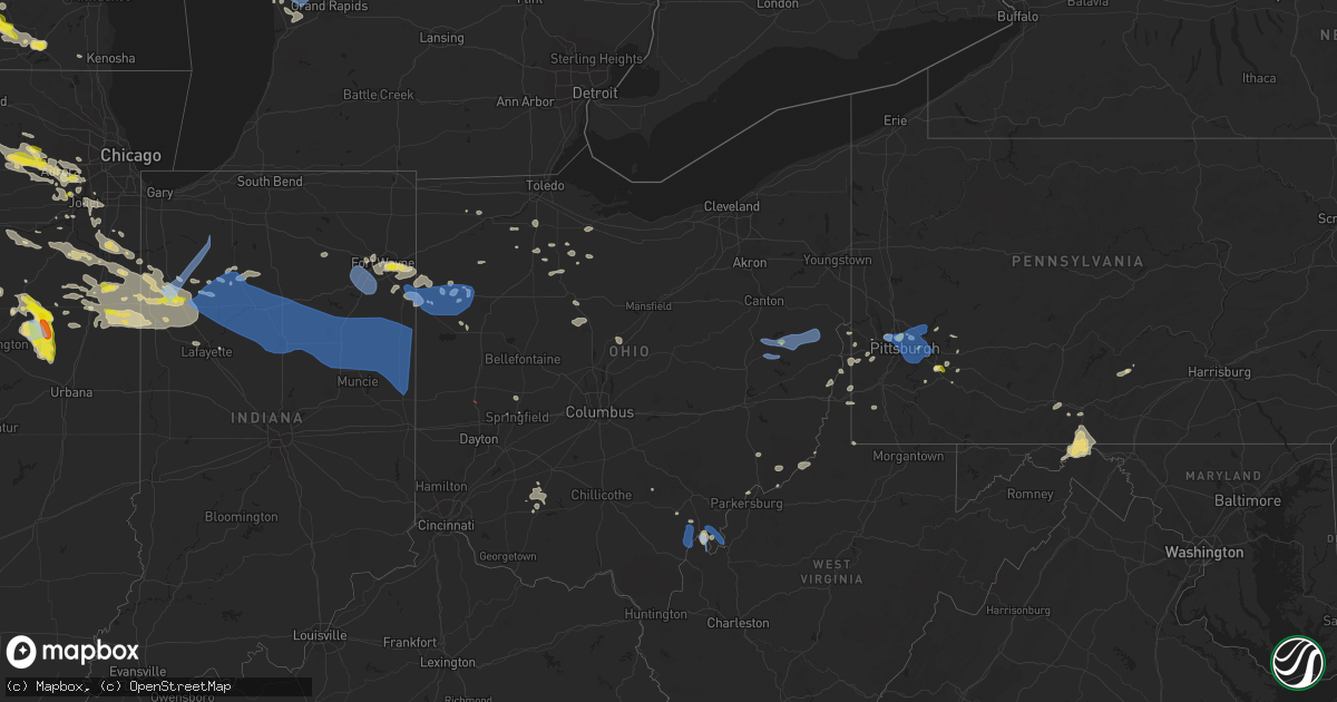 Hail map in Ohio on July 23, 2022