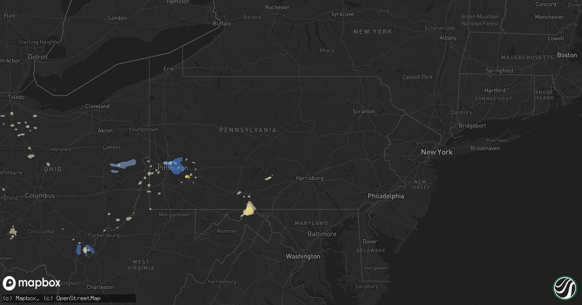 Hail map in Pennsylvania on July 23, 2022