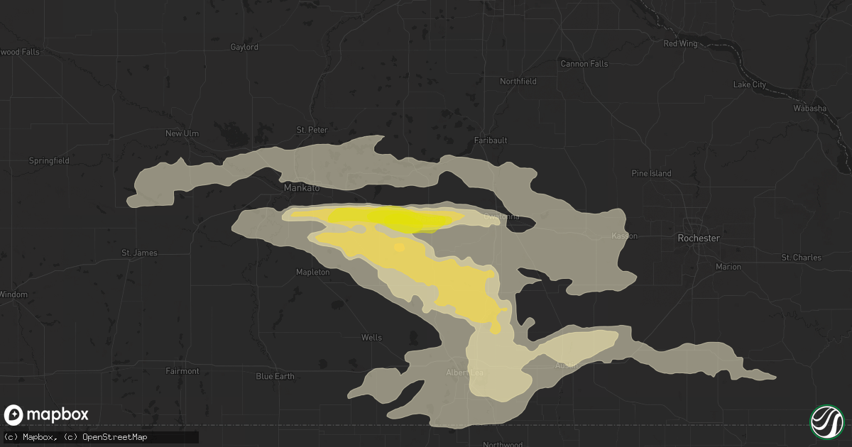 Hail map in Waseca, MN on July 23, 2022