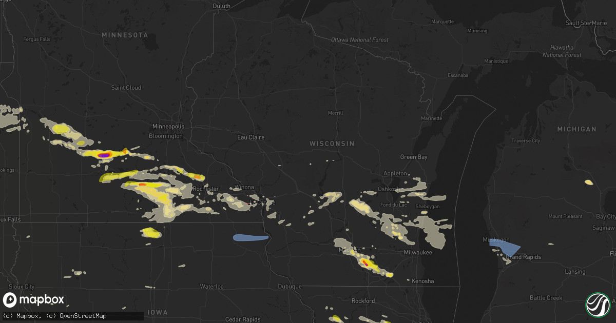 Hail map in Wisconsin on July 23, 2022