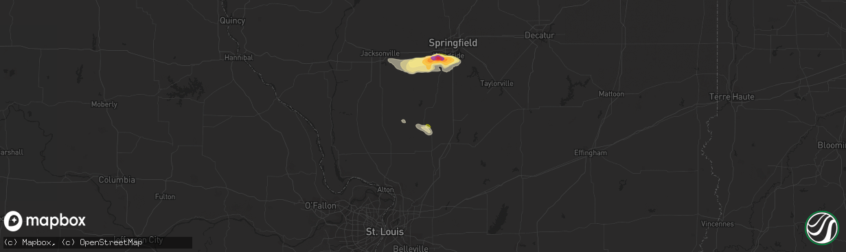Hail map in Carlinville, IL on July 23, 2023