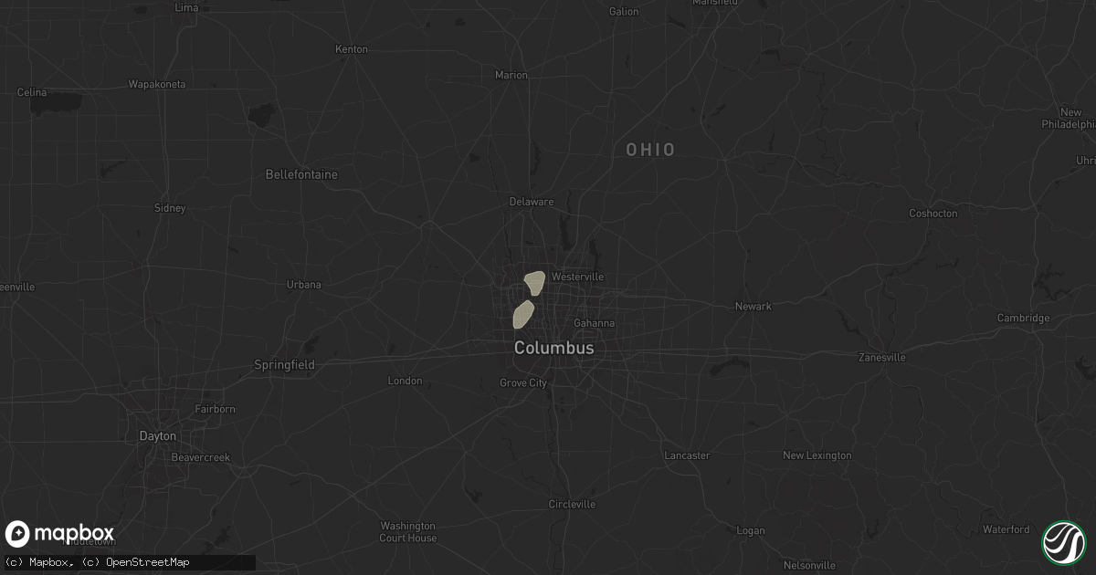 Hail map in Columbus, OH on July 23, 2023