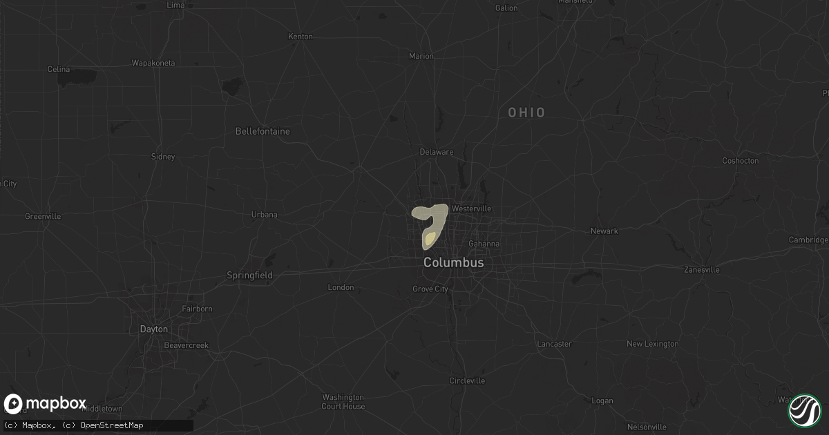 Hail map in Dublin, OH on July 23, 2023