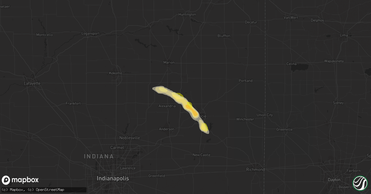 Hail map in Gaston, IN on July 23, 2023