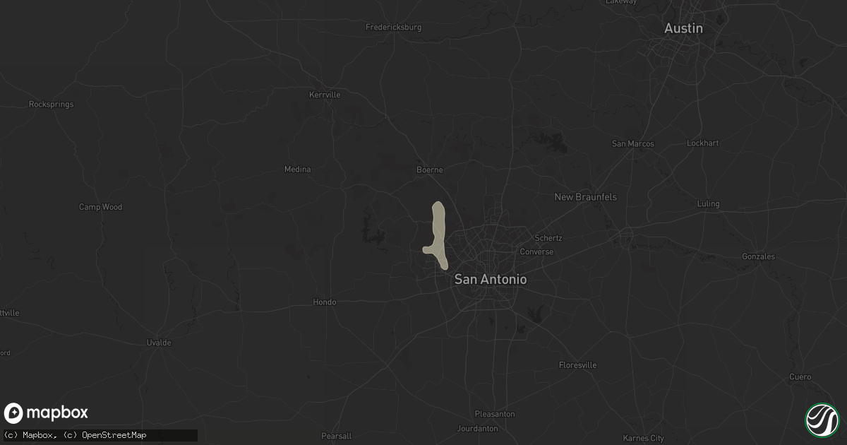 Hail map in Helotes, TX on July 23, 2023