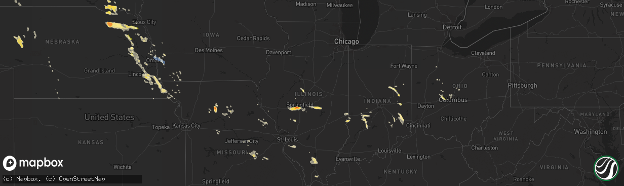 Hail map in Illinois on July 23, 2023